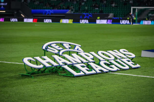 SOCCER - UEFA CL, Sporting vs LASK LISBON,PORTUGAL,21.OCT.26 - SOCCER - UEFA Champions League, Sporting Club de Portugal vs Linzer ASK. Image shows a feature with a Champions League logo.  GEPAxpictures xManuelxBinder