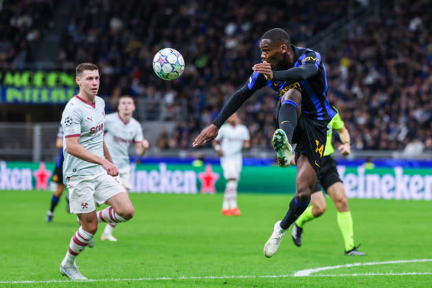 Ange-Yoan Bonny of FC Internazionale seen in action during UEFA Champions League 2026 27 League Phase - Matchday 3 football match between FC Internazionale and FC Shakhtar Donetsk. Italy Copyright: xBEAUTIFULxSPORTS Carabellix