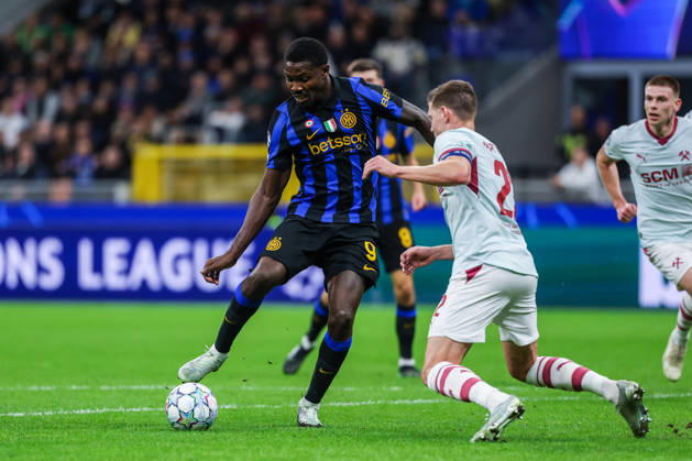 Marcus Thuram of FC Internazionale seen in action during UEFA Champions League 2026 27 League Phase - Matchday 3 football match between FC Internazionale and FC Shakhtar Donetsk. Italy Copyright: xBEAUTIFULxSPORTS Carabellix