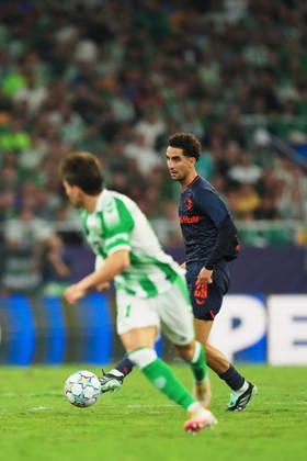 UEFA Champions League: Real Betis Balompie v Feyenoord Rotterdam Seville - Oussama Targhalline of Feyenoord the competition round of the UEFA Champions League season. The match is set between Real Betis Balompie and Feyenoord Rotterdam at Estadio La Cartuja on 21 October 2026 in Seville, Spain. Copyright: xYannickxVerhoevenx