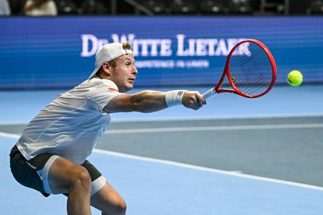 Gauthier Onclin of Belgium pictured in action during the European Open ATP, Tennis Herren tennis tournament in Brussels, on 21 October. This year s edition of the tournament is taking place from 17 to 25 October DAVIDxPINTENS x190548154x