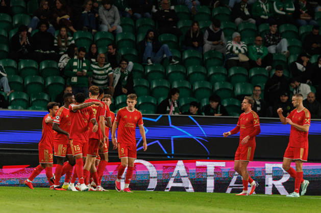 Christoph Lang celebrating after goal seen in football match between Sporting CP and LASK in UEFA Champions League 2026 27 at Estadio JosÃ Alvalade, Lisboa, Portugal (Luis Loureiro Ball Raw Images PT) Lisboa Estadio JosÃ Alvalade Portugal Copyright: xLuisxLoureirox LloureiroSPCxLUSK-1379