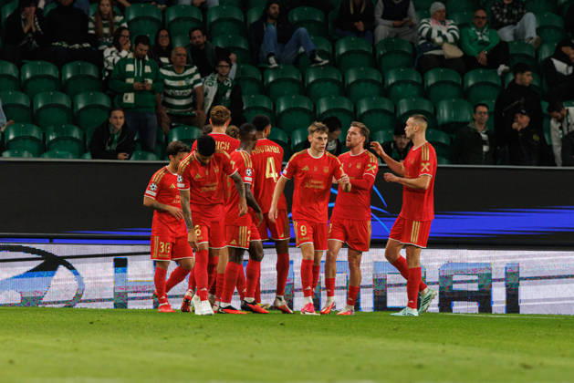 Christoph Lang celebrating after goal seen in football match between Sporting CP and LASK in UEFA Champions League 2026 27 at Estadio JosÃ Alvalade, Lisboa, Portugal (Luis Loureiro Ball Raw Images PT) Lisboa Estadio JosÃ Alvalade Portugal Copyright: xLuisxLoureirox LloureiroSPCxLUSK-1383