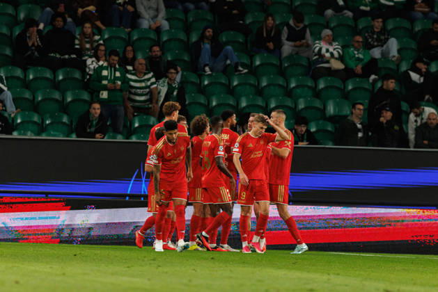 Christoph Lang celebrating after goal seen in football match between Sporting CP and LASK in UEFA Champions League 2026 27 at Estadio JosÃ Alvalade, Lisboa, Portugal (Luis Loureiro Ball Raw Images PT) Lisboa Estadio JosÃ Alvalade Portugal Copyright: xLuisxLoureirox LloureiroSPCxLUSK-1389
