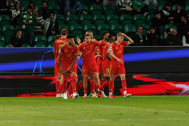Christoph Lang celebrating after goal seen in football match between Sporting CP and LASK in UEFA Champions League 2026 27 at Estadio JosÃ Alvalade, Lisboa, Portugal (Luis Loureiro Ball Raw Images PT) Lisboa Estadio JosÃ Alvalade Portugal Copyright: xLuisxLoureirox LloureiroSPCxLUSK-1396