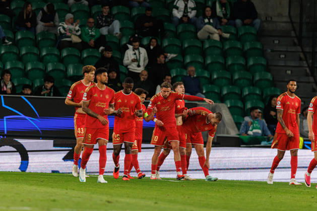 Christoph Lang celebrating after goal seen in football match between Sporting CP and LASK in UEFA Champions League 2026 27 at Estadio JosÃ Alvalade, Lisboa, Portugal (Luis Loureiro Ball Raw Images PT) Lisboa Estadio JosÃ Alvalade Portugal Copyright: xLuisxLoureirox LloureiroSPCxLUSK-1421