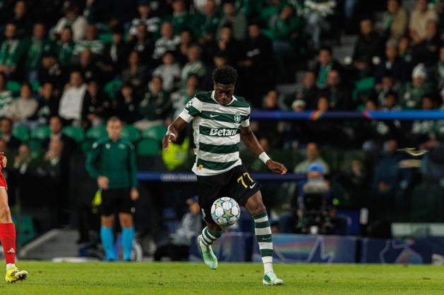 Issa Doumbia seen in football match between Sporting CP and LASK in UEFA Champions League 2026 27 at Estadio JosÃ Alvalade, Lisboa, Portugal (Luis Loureiro Ball Raw Images PT) Lisboa Estadio JosÃ Alvalade Portugal Copyright: xLuisxLoureirox LloureiroSPCxLUSK-1446