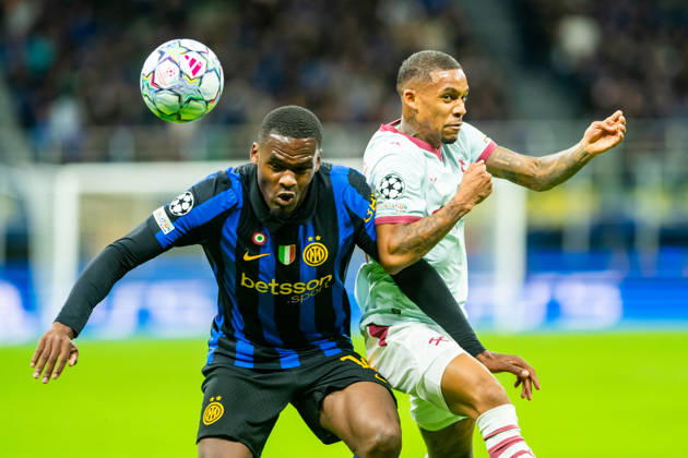 Ange-Yoan Bonny and Pedro Henrique seen during UEFA Champions League 2026 27 league phase game between Internazionale Milano and FC Shakhtar Donetsk (Gleb Soboliev Ball Raw Images) Milan San Siro Italy Copyright: xGlebxSobolievx glebsoboliev_inter_shakhtar_015