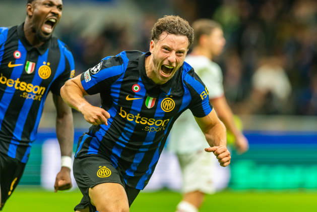 Carlos Augusto celebration his goal during UEFA Champions League 2026 27 league phase game between Internazionale Milano and FC Shakhtar Donetsk (Gleb Soboliev Ball Raw Images) Milan San Siro Italy Copyright: xGlebxSobolievx glebsoboliev_inter_shakhtar_025