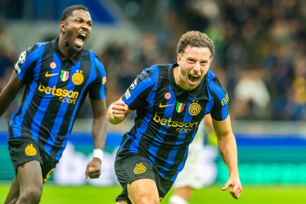 Carlos Augusto celebrates his goal during UEFA Champions League 2026 27 league phase game between Internazionale Milano and FC Shakhtar Donetsk (Gleb Soboliev Ball Raw Images) Milan San Siro Italy Copyright: xGlebxSobolievx glebsoboliev_inter_shakhtar_035
