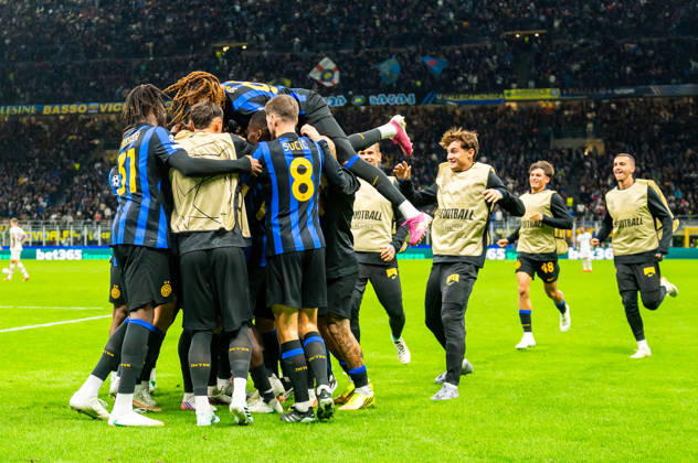 Internazionale Milano Carlos Augusto celebrates his goal during UEFA Champions League 2026 27 league phase game between Internazionale Milano and FC Shakhtar Donetsk (Gleb Soboliev Ball Raw Images) Milan San Siro Italy Copyright: xGlebxSobolievx glebsoboliev_inter_shakhtar_054