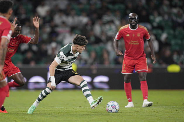 LISBON, PORTUGAL - OCTOBER 21: Flavio Goncalves of Sporting CP passes the ball during the UEFA Champions League 2026 27 League Phase MD3 match between Sporting Club de Portugal and LASK at Estadio Jose Alvalade on October 21, 2026 in Lisbon, Portugal (Photo by Pedro Loureiro Sports Press Photo SPP) Copyright: xSportsxPressxPhotox Sportspressphoto_SPR263104