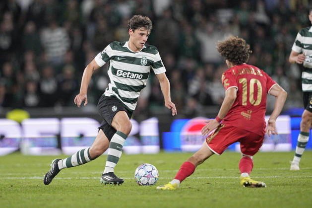 LISBON, PORTUGAL - OCTOBER 21: Eduardo Quaresma of Sporting CP dribbles past an opponent during the UEFA Champions League 2026 27 League Phase MD3 match between Sporting Club de Portugal and LASK at Estadio Jose Alvalade on October 21, 2026 in Lisbon, Portugal (Photo by Pedro Loureiro Sports Press Photo SPP) Copyright: xSportsxPressxPhotox Sportspressphoto_SPR263143