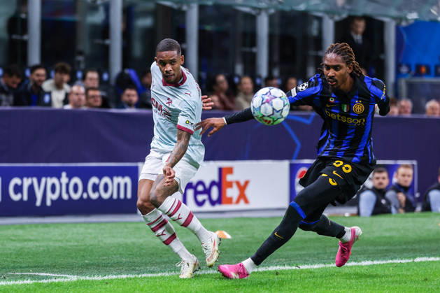 SOCCER - UEFA Champions League - Inter - FC Internazionale vs. Shakhtar Donetsk Photo by IPA ABACAPRESS.COM90005746 - Pedro Henrique of FC Shakhtar Donetsk battles for the ball with Djed Spence of FC Internazionale during the 2026 27 UEFA Champions League group stage—Matchday 3—football match between FC Internazionale and FC Shakhtar Donetsk. Milan Italy  Copyright: xIPAxSport ABACAx