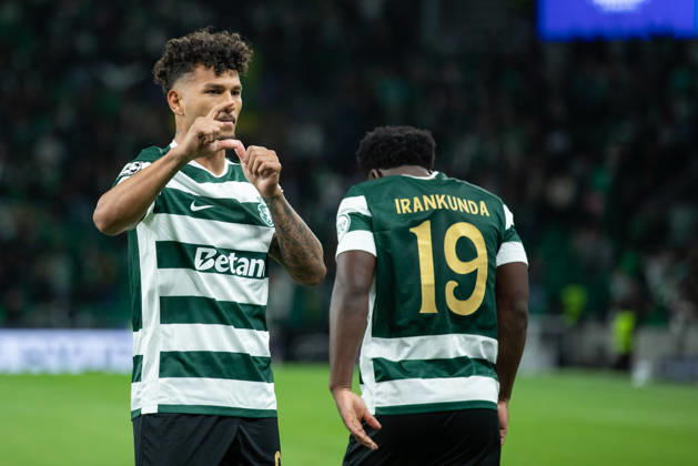 October 21, 2026, Lisbon, Lisbon, Portugal: Sporting forward from Colombia LUIS SUAREZ (97) celebrating after scoring a goal during the game for the League Phase for the UEFA Champions League between Sporting and LASK Linz at Estadio Jose de Alvalade Soccer 2026: Sporting 2:3 LASK Linz  - ZUMAs359 20261021_zsp_s359_060 Copyright: xAlexandrexdexSousax