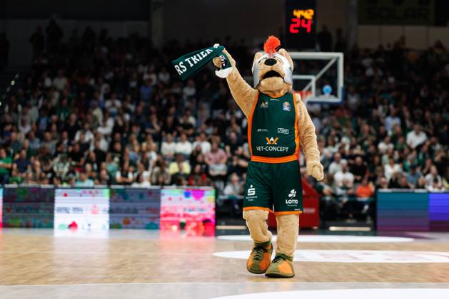 Maskottchen Portus, Emotionen, Geste, Gestik, Mimik, Freisteller Vet Concept Gladiators Trier vs KK Split, Basketball, FIBA Europe Cup, 3. Spieltag, Saison 2026 2027, 21.10.2026 Vet Concept Gladiators Trier vs KK Split, Basketball, FIBA Europe Cup, 3. Spieltag, Saison 2026 2027, 21.10.2026 Copyright: xEibnerxPressefotox EP_ANS