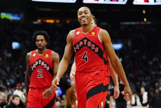 October 21, 2026, Toronto, On, Canada: Toronto Raptors Scottie Barnes (4) smiles as he walks off the court at the end of first half NBA, Basketball Herren, USA basketball action against the Chicago Bulls in Toronto on Wednesday, Oct. 21, 2026. Canada News - October 21, 2026  - ZUMAc35_ 20261021_zaf_c35_256 Copyright: xFrankxGunnx