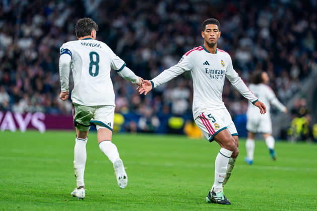 SOCCER - UEFA Champions League - Real Madrid CF - RB Leipzig Photo by IPA ABACAPRESS.COM90010709 - MADRID, SPAIN - OCTOBER 21: Federico Valverde and Jude Bellingham of Real Madrid CF during the 2026 27 UEFA Champions League Group Stage Matchday 3 game between Real Madrid CF and RB Leipzig at Santiago Bernabéu Stadium on October 21, 2026, in Madrid, Spain. (Tomas Garrido TGB Photo during the Real Madrid CF vs. RB Leipzig UEFA Champions League soccer match in Madrid, Spain, on October 21, 2026 Madrid Spain  Copyright: xIPAxSport ABACAx