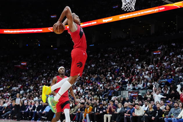 October 21, 2026, Toronto, On, Canada: Toronto Raptors Scottie Barnes (4) dunks against the Chicago Bulls during second half NBA, Basketball Herren, USA basketball action in Toronto on Wednesday, Oct. 21, 2026. Canada News - October 21, 2026  - ZUMAc35_ 20261021_zaf_c35_310 Copyright: xFrankxGunnx