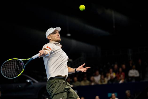 Raphael Collignon of Belgium pictured in action during the European Open ATP, Tennis Herren tennis tournament in Brussels, on Thursday 22 October. This year s edition of the tournament is taking place from 17 to 25 October JASPERxJACOBS  x190644708x