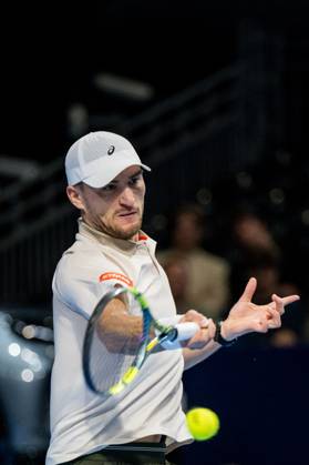 Raphael Collignon of Belgium pictured in action during the European Open ATP, Tennis Herren tennis tournament in Brussels, on Thursday 22 October. This year s edition of the tournament is taking place from 17 to 25 October JASPERxJACOBS  x190644750x