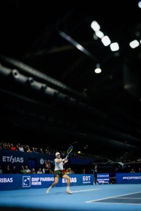 Raphael Collignon of Belgium pictured in action during the European Open ATP, Tennis Herren tennis tournament in Brussels, on Thursday 22 October. This year s edition of the tournament is taking place from 17 to 25 October JASPERxJACOBS  x190644820x