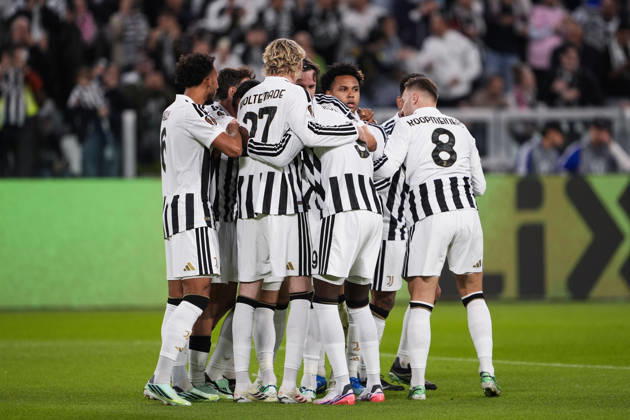 Juventus Zeki Çelik celebrates after scoring the opening goal for his team 1-0 during the UEFA Europa League soccer match, between Juventus and Rennes at the Allianz Stadium in Turin, north west Italy - Matchday 3- Thursday, October 22, 2026. - Soccer  Copyright: xFabioxFerrari LaPressex