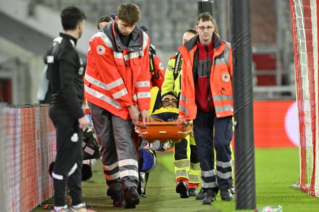 Royale Union Saint-Gilloise v Hapoel Beer-Sheva FC - UEFA Europa League DUSSELDORF, GERMANY - OCTOBER 22 : Biondic Mateo forward of Royale Union Saint-Gilloise injured during the UEFA Europa League 2026 27 League Phase matchday 3 match between Royale Union Saint-Gilloise and Hapoel Beer-Sheva FC on October 22, 2026 in Dusseldorf, Germany, 22 10 2026 Dusseldorf Germany  Copyright: xDhax