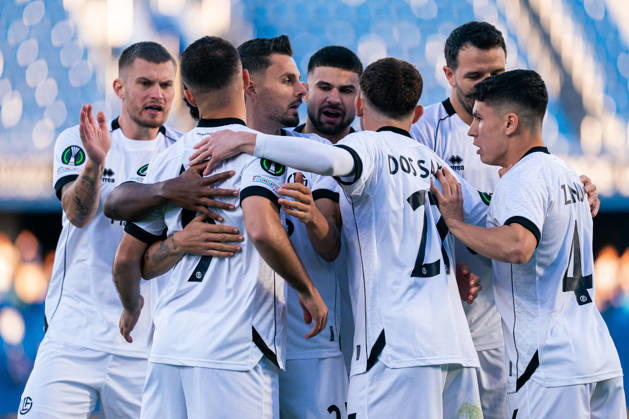 SOCCER - UEFA Conference League - Getafe CF vs. Lugano Photo by IPA ABACAPRESS.COM90038343 - MADRID, SPAIN - OCTOBER 21: Albian Ajeti of FC Lugano celebrates a goal with his teammates during the UEFA Champions League 2026 27 Group Stage Matchday 3 game between Real Madrid CF and RB Leipzig at Santiago Bernabéu Stadium on October 21, 2026, in Madrid, Spain. (Tomas Garrido TGB Photo during the Getafe CF vs. Lugano UEFA Conference League soccer match in Getafe, Spain, on October 22, 2026 Getafe Spain  Copyright: xIPAxSport ABACAx