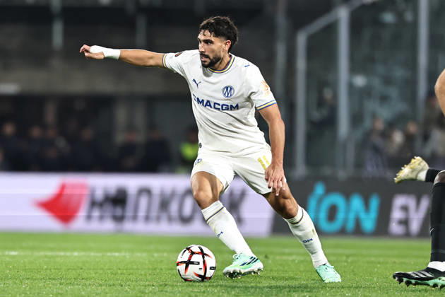 SOCCER - UEFA EL, Sturm vs Marseille GRAZ,AUSTRIA,22.OCT.26 - SOCCER - UEFA Europa League, SK Sturm Graz vs Olympique de Marseille. Image shows Neal Maupay (Marseille).  GEPAxpictures xChrisxBauer