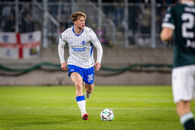 JABLONEC - BRIGHTON Michael Svoboda of Brighton during the matchday 2 of League phase round of UEFA Conference league football match between FK Jablonec and Brighton and Hove Albion at Stadion Strelnice. Jablonec nad Nisou, Czechia, October 22, 2026. Photo by Branislav Racko Copyright: xx 080A3770