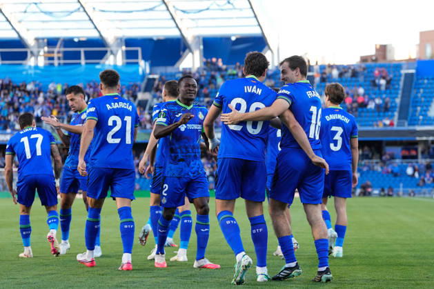 October 22, 2026, Getafe, Madrid, Spain: Ivan Azon of Getafe CF celebrates after scoring his team s first goal with teammates during the UEFA Conference League 2026 27 League Phase MD2 football match between Getafe CF and FC Lugano at Coliseum de Getafe stadium on October 22, 2026, in Getafe, Spain. Getafe Spain - ZUMAa181 20261022_zaa_a181_021 Copyright: xDennisxAgyemanx