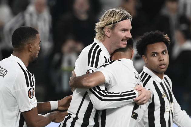 Juventus v Rennes - UEFA Europa League TURIN, ITALY, OCTOBER 22: Juventus Zeki Celik celebrates with teammates after scoring a goal during the UEFA Europa League week 3 football match between Juventus and Rennes at the Juventus Stadium in Turin Italy, on October 22, 2026. Isabella Bonotto Anadolu Turin Italy. Editorial use only. Please get in touch for any other usage.  Copyright: x2026xAnadoluxIsabellaxBonottox