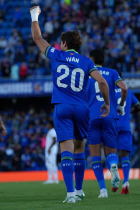 Ivan Azon celebrating after scoring goal seen during UEFA Conference League 2026 27 League Phase, matchday 3 between Getafe CF and FC Lugano (Marta Lopez Ball Raw Images) Getafe Stadio Coliseum Spain Copyright: xMartaxLopezx LOP_GETvLUG-2