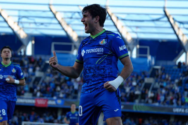Ivan Azon celebrating after scoring goal seen during UEFA Conference League 2026 27 League Phase, matchday 3 between Getafe CF and FC Lugano (Marta Lopez Ball Raw Images) Getafe Stadio Coliseum Spain Copyright: xMartaxLopezx LOP_GETvLUG-4