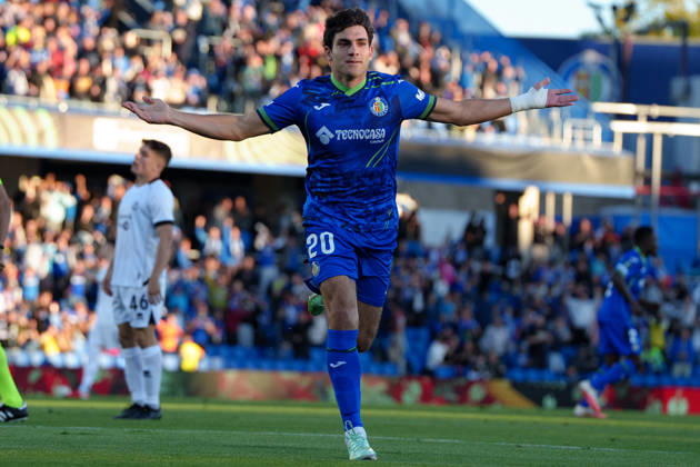 Ivan Azon celebrating after scoring goal seen during UEFA Conference League 2026 27 League Phase, matchday 3 between Getafe CF and FC Lugano (Marta Lopez Ball Raw Images) Getafe Stadio Coliseum Spain Copyright: xMartaxLopezx LOP_GETvLUG-7