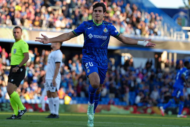 Ivan Azon celebrating after scoring goal seen during UEFA Conference League 2026 27 League Phase, matchday 3 between Getafe CF and FC Lugano (Marta Lopez Ball Raw Images) Getafe Stadio Coliseum Spain Copyright: xMartaxLopezx LOP_GETvLUG-8