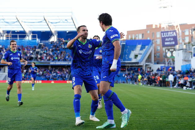 October 22, 2026, Getafe, Madrid, Spain: Ivan Azon of Getafe CF celebrates after scoring his team s first goal during the UEFA Conference League 2026 27 League Phase MD2 football match between Getafe CF and FC Lugano at Coliseum de Getafe stadium on October 22, 2026, in Getafe, Spain. Getafe Spain - ZUMAa181 20261022_zaa_a181_028 Copyright: xDennisxAgyemanx