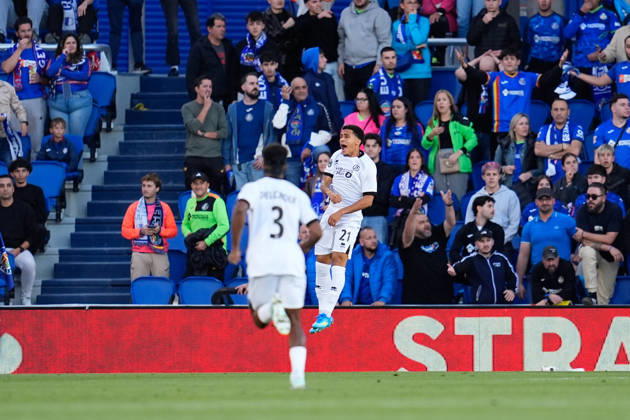 October 22, 2026, Getafe, Madrid, Spain: Yanis Cimignani of FC Lugano celebrates after scoring his team s second goal during the UEFA Conference League 2026 27 League Phase MD2 football match between Getafe CF and FC Lugano at Coliseum de Getafe stadium on October 22, 2026, in Getafe, Spain. Getafe Spain - ZUMAa181 20261022_zaa_a181_030 Copyright: xDennisxAgyemanx