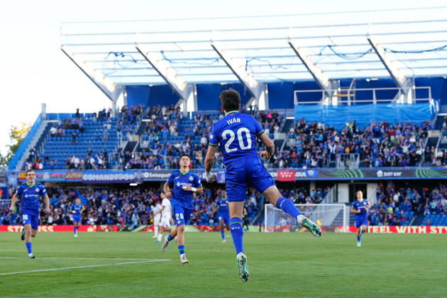 October 22, 2026, Getafe, Madrid, Spain: Ivan Azon of Getafe CF celebrates after scoring his team s first goal during the UEFA Conference League 2026 27 League Phase MD2 football match between Getafe CF and FC Lugano at Coliseum de Getafe stadium on October 22, 2026, in Getafe, Spain. Getafe Spain - ZUMAa181 20261022_zaa_a181_031 Copyright: xDennisxAgyemanx