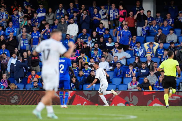 October 22, 2026, Getafe, Madrid, Spain: Albian Ajeti of FC Lugano celebrates after scoring his team s third goal during the UEFA Conference League 2026 27 League Phase MD2 football match between Getafe CF and FC Lugano at Coliseum de Getafe stadium on October 22, 2026, in Getafe, Spain. Getafe Spain - ZUMAa181 20261022_zaa_a181_041 Copyright: xDennisxAgyemanx