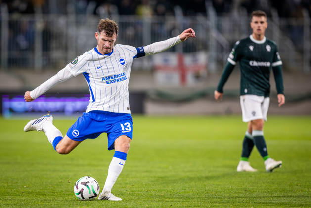 JABLONEC - BRIGHTON Pascal Gross of Brighton during the matchday 2 of League phase round of UEFA Conference league football match between FK Jablonec and Brighton and Hove Albion at Stadion Strelnice. Jablonec nad Nisou, Czechia, October 22, 2026. Photo by Branislav Racko Copyright: xx 080A4477