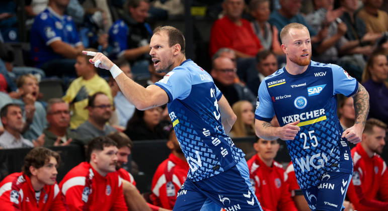 22.10.2026, Deutschland, Stuttgart, Opel HBL, Bundesliga 2026 2027, TVB Stuttgart vs. SG BBM Bietigheim, v.l. Kai Häfner (TVB), Patrick Zieker (TVB)