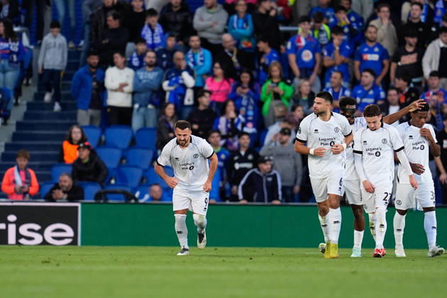 October 22, 2026, Getafe, Madrid, Spain: Albian Ajeti of FC Lugano celebrates after scoring his team s third goal during the UEFA Conference League 2026 27 League Phase MD2 football match between Getafe CF and FC Lugano at Coliseum de Getafe stadium on October 22, 2026, in Getafe, Spain. Getafe Spain - ZUMAa181 20261022_zaa_a181_043 Copyright: xDennisxAgyemanx