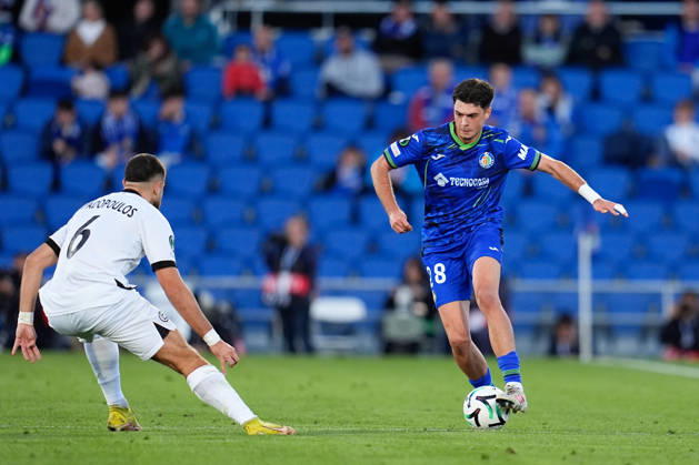 October 22, 2026, Getafe, Madrid, Spain: Alberto Risco of Getafe CF runs with the ball during the UEFA Conference League 2026 27 League Phase MD2 football match between Getafe CF and FC Lugano at Coliseum de Getafe stadium on October 22, 2026, in Getafe, Spain. Getafe Spain - ZUMAa181 20261022_zaa_a181_044 Copyright: xDennisxAgyemanx