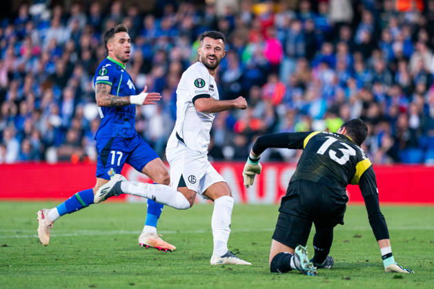 SOCCER - UEFA Conference League - Getafe CF vs. Lugano Photo by IPA ABACAPRESS.COM90039002 - MADRID, SPAIN - OCTOBER 21: Albian Ajeti of FC Lugano celebrates a goal during the UEFA Champions League 2026 27 Group Stage Matchday 3 match between Real Madrid CF and RB Leipzig at Santiago Bernabéu Stadium on October 21, 2026, in Madrid, Spain. (Tomas Garrido TGB Photo during the Getafe CF vs. Lugano UEFA Conference League soccer match in Getafe, Spain, on October 22, 2026 Getafe Spain  Copyright: xIPAxSport ABACAx