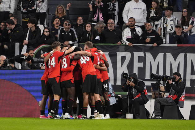 Rennes Boulaye Dia celebrates after scoring goal from a penalty kick for his team 1-2 during the UEFA Europa League soccer match, between Juventus and Rennes at the Allianz Stadium in Turin, north west Italy - Matchday 3- Thursday, October 22, 2026. - Soccer  Copyright: xFabioxFerrari LaPressex