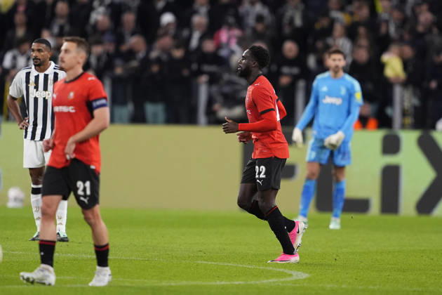 Rennes Boulaye Dia celebrates after scoring goal from a penalty kick for his team 1-2 during the UEFA Europa League soccer match, between Juventus and Rennes at the Allianz Stadium in Turin, north west Italy - Matchday 3- Thursday, October 22, 2026. - Soccer  Copyright: xFabioxFerrari LaPressex