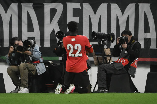 Juventus v Rennes - UEFA Europa League TURIN, ITALY, OCTOBER 22: Rennes forward Boulaye Dia celebrates after scores his team s second goal fight for the ball with during the UEFA Europa League phase day 3 football match between Juventus and Rennes at the Juventus Stadium in Turin Italy, on October 22, 2026. Isabella Bonotto Anadolu Turin Italy. Editorial use only. Please get in touch for any other usage.  Copyright: x2026xAnadoluxIsabellaxBonottox