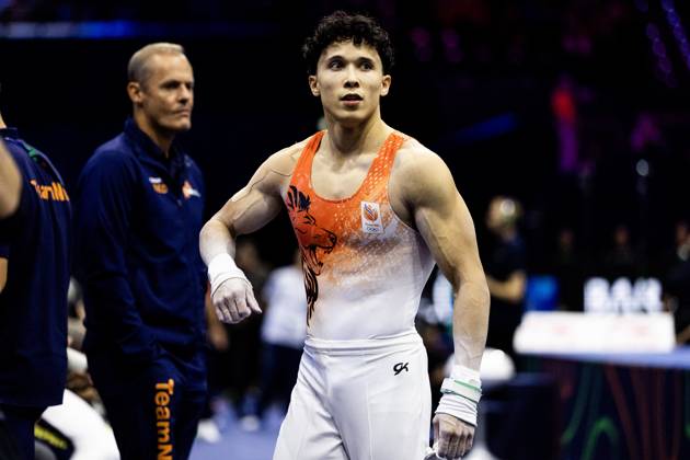 ROTTERDAM - Jermain Gruenberg (NED) during the All-Around final at the World Gymnastics Championships in Rotterdam Ahoy. IRIS VAN DEN BROEK ANP xVIxANPxSportx xxANPxIVx 573287380 originalFilename: 573287380.jpg